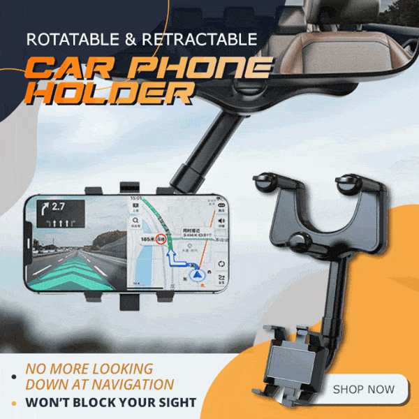 Universal Rearview Mirror 360 Degrees Rotating Car Smart Phone Holder