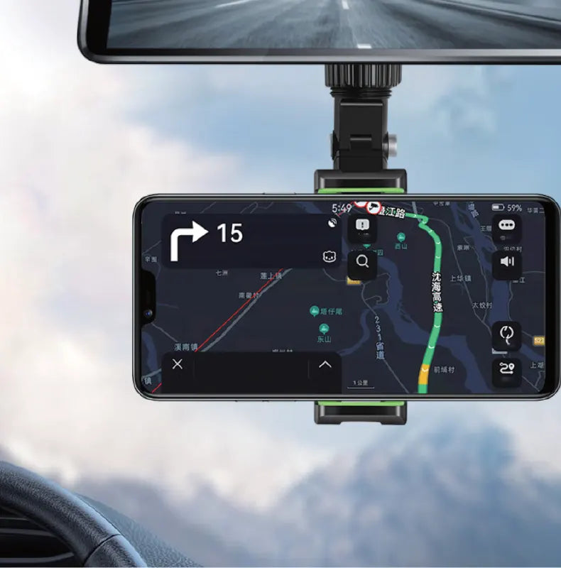 Universal Rearview Mirror 360 Degrees Rotating Car Smart Phone Holder