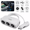 3 Way Universal Car Cigarette Lighter Socket Splitter LED Dual USB Charger Power Adapter White